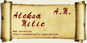 Aleksa Milić vizit kartica